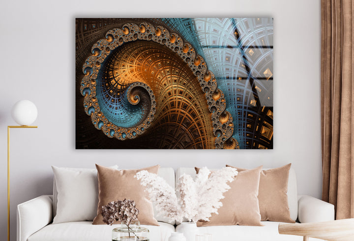 Spiral Fractal Wall Art – Geometric Abstract Glass Print Design