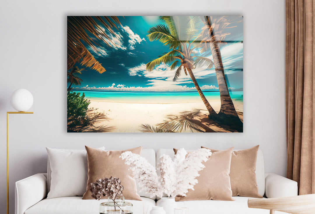 Tropical Beach Wall Art – Island Glass Print Decor
