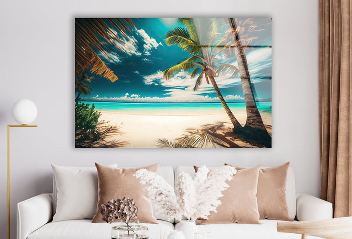 Tropical Beach Wall Art – Island Glass Print Decor