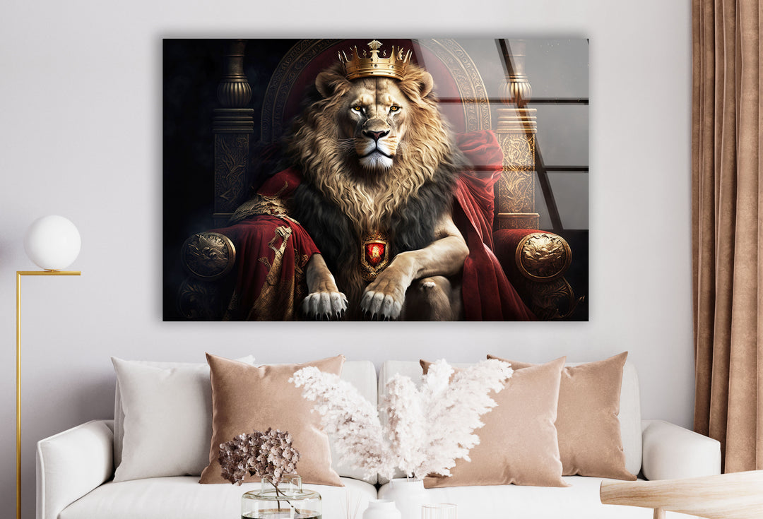Königliche Wandkunst „König der Löwen“ – Majestätischer Tier-Glasdruck 