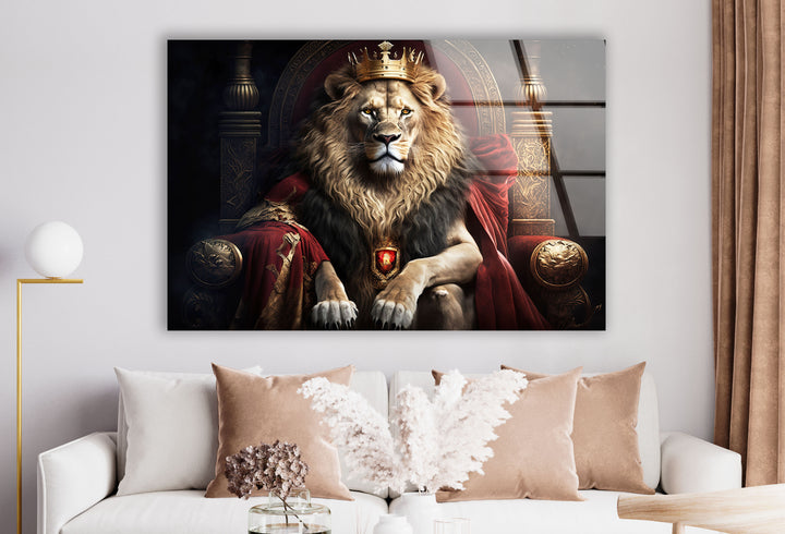 Königliche Wandkunst „König der Löwen“ – Majestätischer Tier-Glasdruck 
