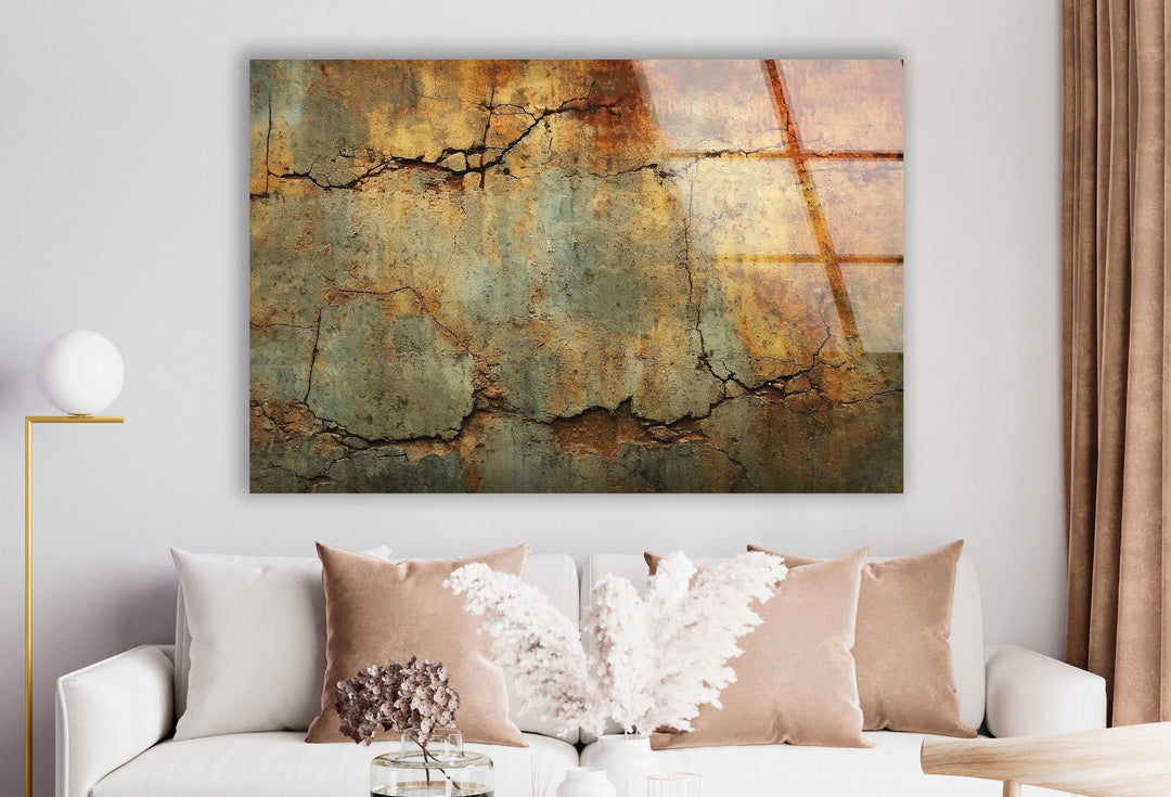 Rustic Cracked Wall Art – Vintage Texture Glass Artwork for Home - MyPhotoStation
