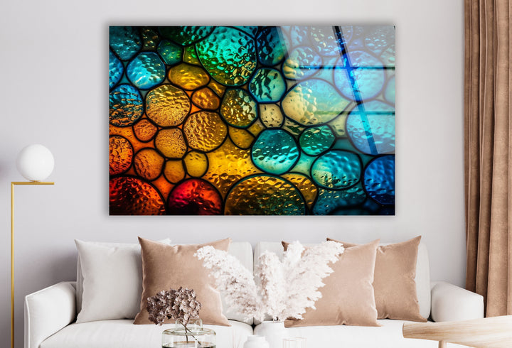 Moderne urbane Skyline-Wandkunst – Lebendiger Stadtbild-Glasdruck 