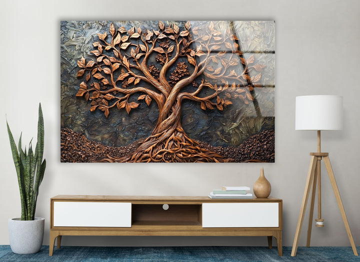 Bronze Vivid Tree Glass Wall Art stained glass wall art, stained glass wall decor
