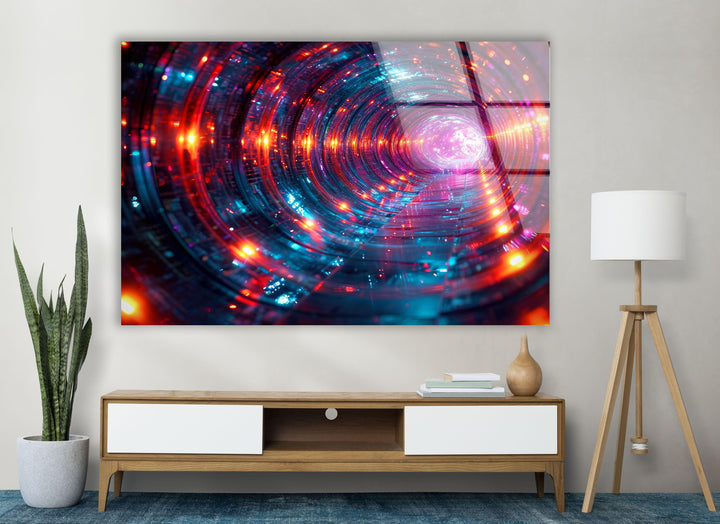 Deep Rabbit Hole of Glowing Alien Glass Wall Art glass wall decor, glass wall art decor
