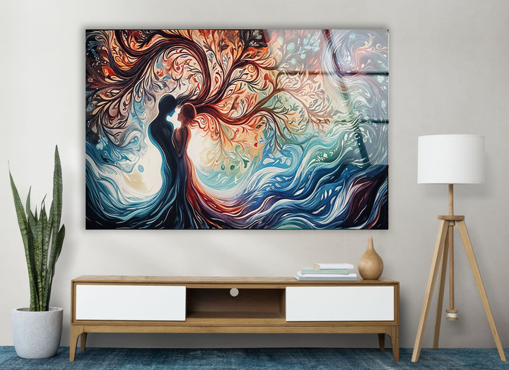 Man & Women Colored Glass Wall Art custom glass pictures, glass art prints
