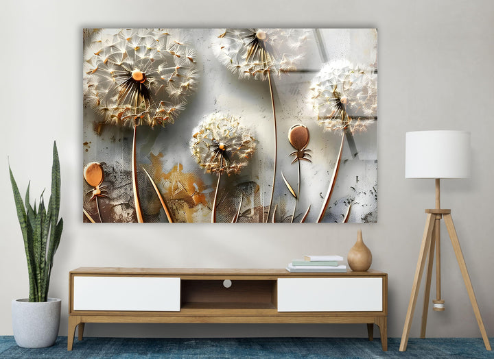 White Vivid Dandelions Glass Wall Art art glass wall art, glass wall art pictures
