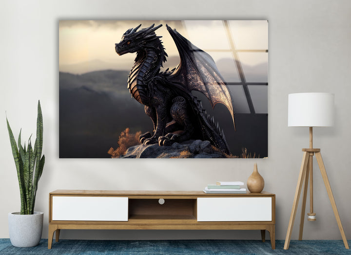 A stunning dragon in a peaceful setting, blending mythical power with calm beauty.
