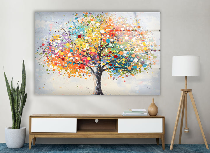 Color Splash Tree Glass Wall Art custom glass photo prints, large glass prints
