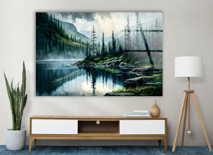 Nature Forest Green Glass Wall Art large glass photo prints, glass wall photos
