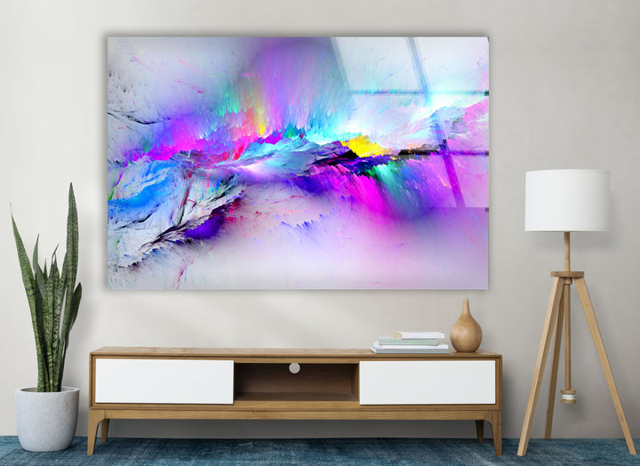 Color Burst Abstract Wall Art – Bright Iridescent Glass Print