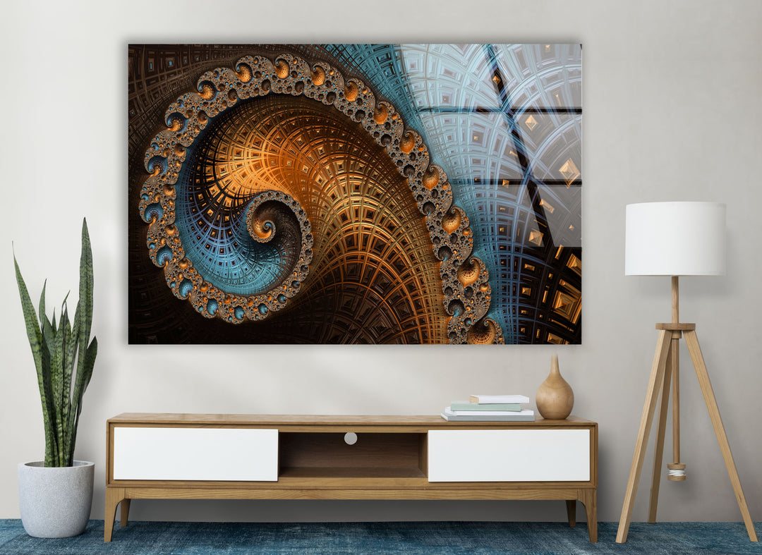 Spiral Fractal Wall Art – Geometric Abstract Glass Print Design