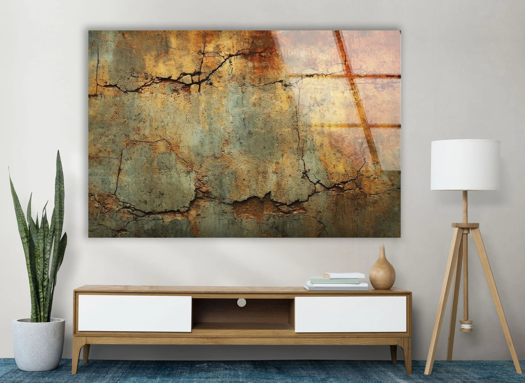 Rustic Cracked Wall Art – Vintage Texture Glass Artwork for Home - MyPhotoStation