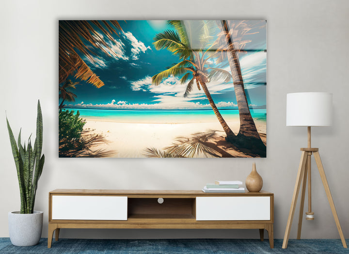 Tropical Beach Wall Art – Island Glass Print Decor