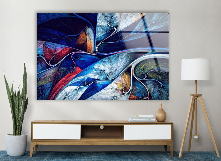 Fractal Flow Wall Art – Multicolor Abstract Glass Print