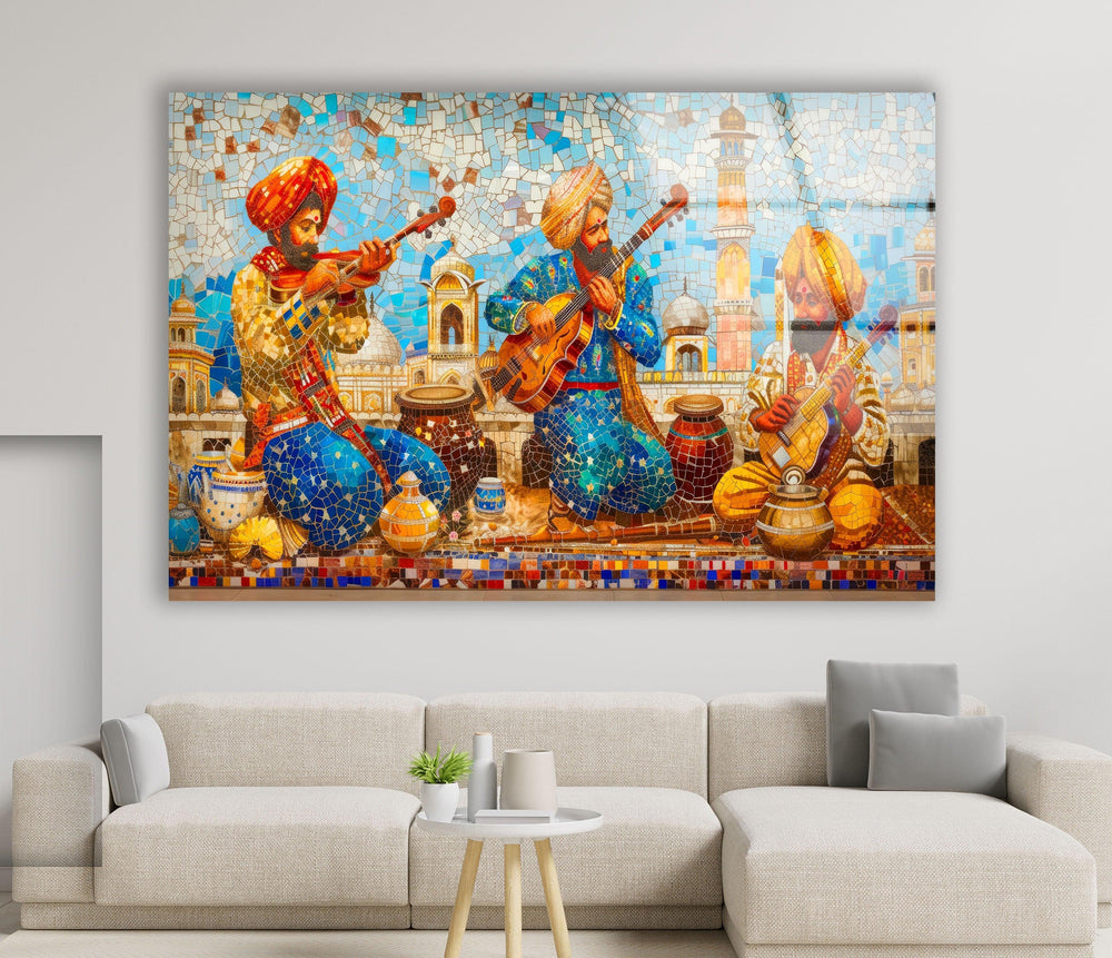 Mosaic Rajasthani City Glass Wall Art stained glass wall art, stained glass wall decor

