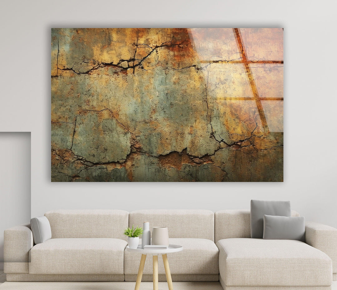 Rustic Cracked Wall Art – Vintage Texture Glass Artwork for Home - MyPhotoStation
