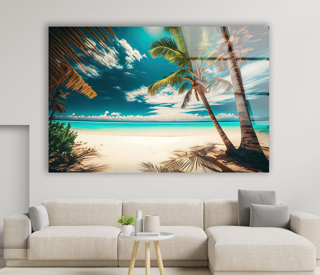 Tropical Beach Wall Art – Island Glass Print Decor