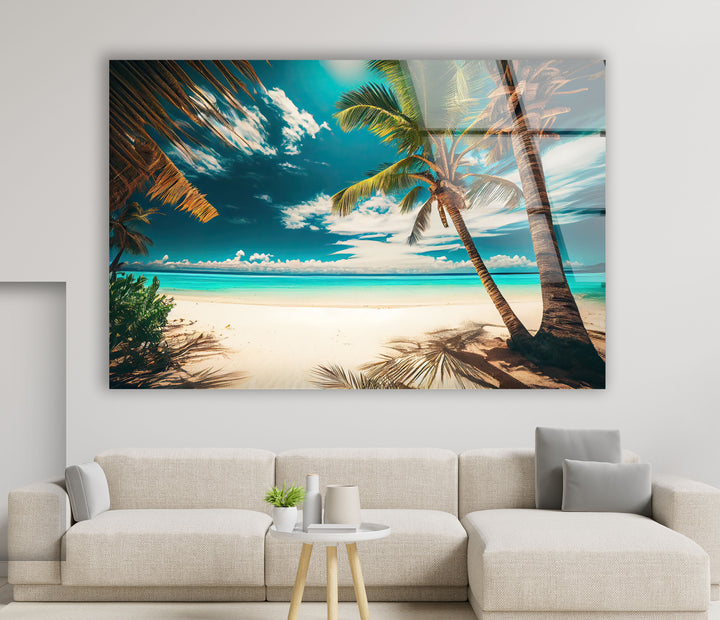 Tropical Beach Wall Art – Island Glass Print Decor