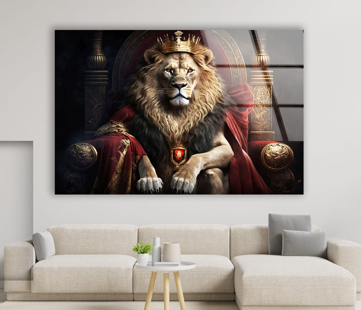 Königliche Wandkunst „König der Löwen“ – Majestätischer Tier-Glasdruck 