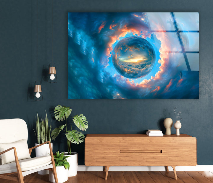 Bright Clouds Around The Sphere Glass Wall Art Glass Printing Wall Art, Print photos on glass

