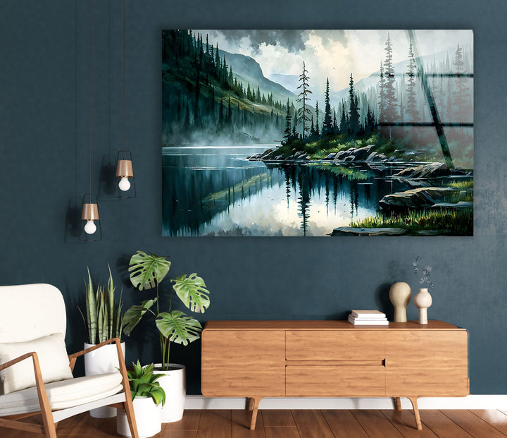 Nature Forest Green Glass Wall Art photo print on glass, prints on glass wall art
