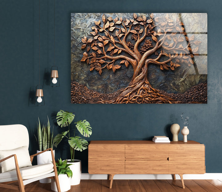 Bronze Vivid Tree Glass Wall Art glass wall decor, glass wall art decor
