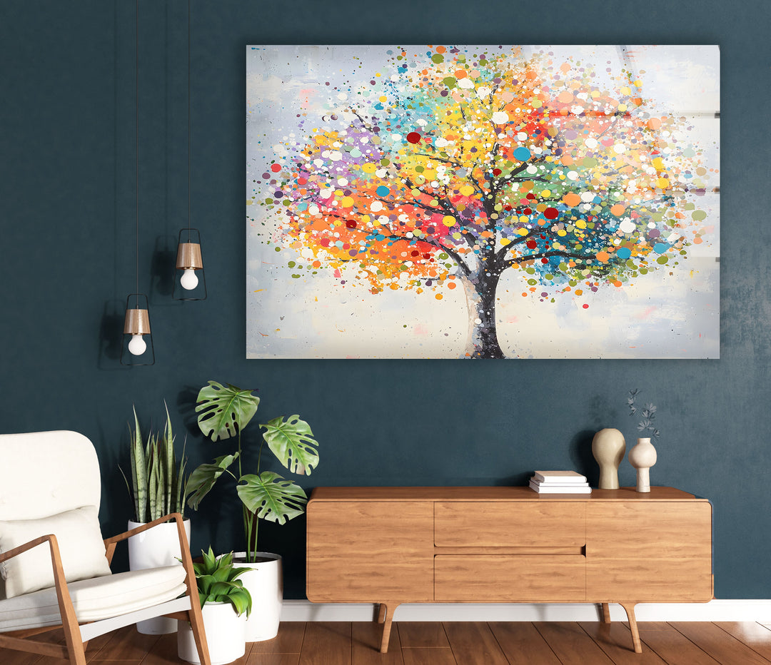 Color Splash Tree Glass Wall Art large glass photo prints, glass wall photos
