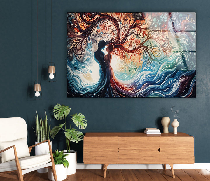 Man & Women Colored Glass Wall Art glass pictures for Wall, glass prints wall art
