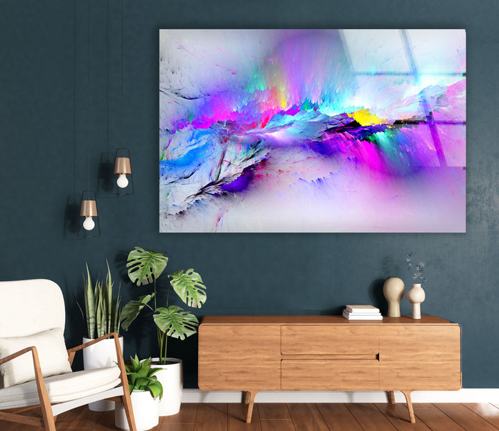 Color Burst Abstract Wall Art – Bright Iridescent Glass Print