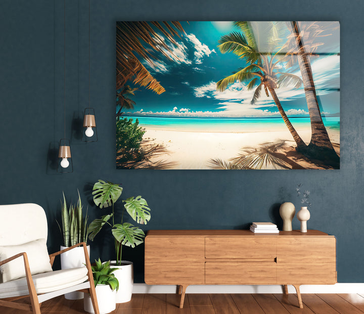 Tropical Beach Wall Art – Island Glass Print Decor