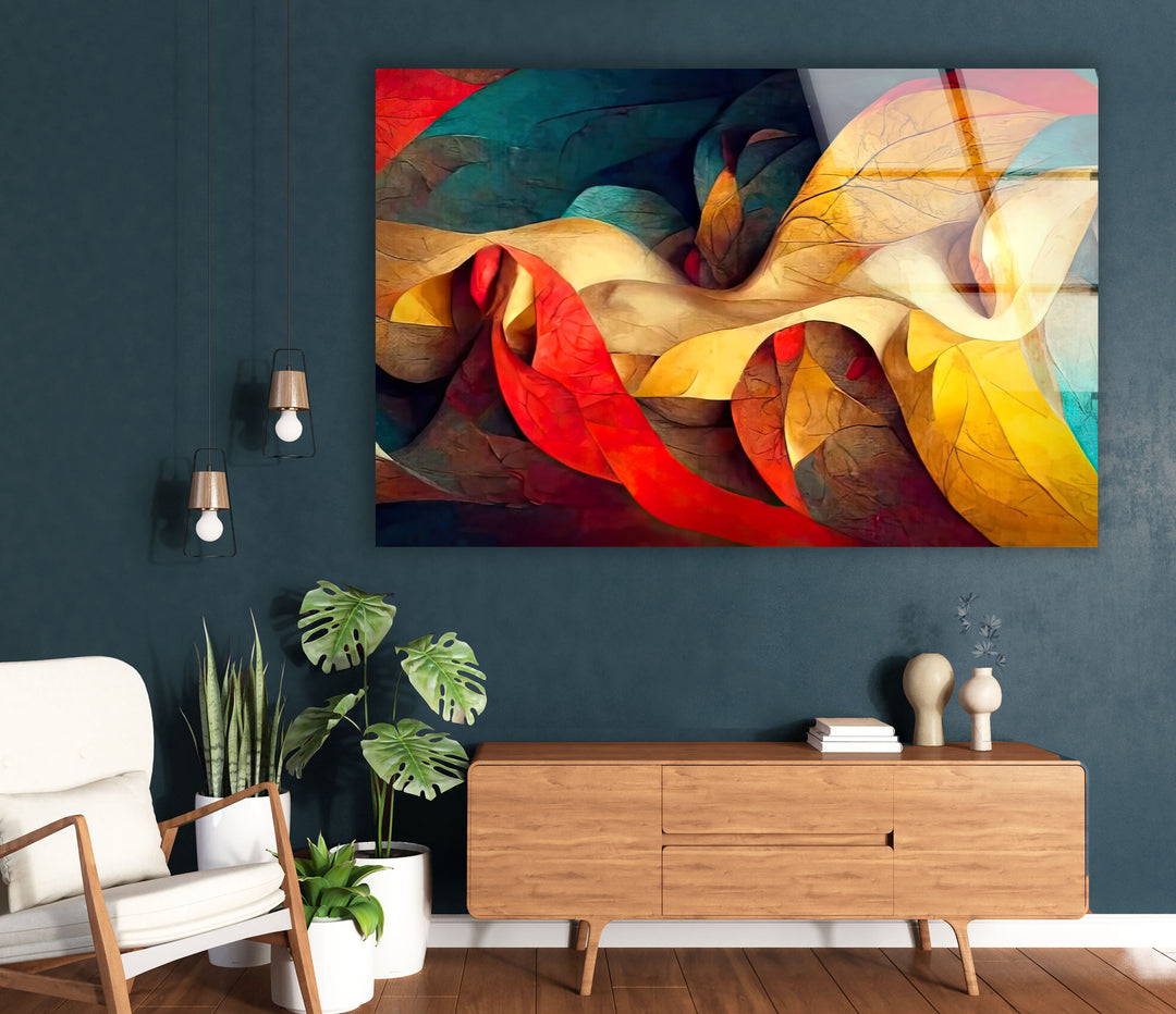 Radiant Flow Wandkunst – Farbenfroher abstrakter Glasdruck 