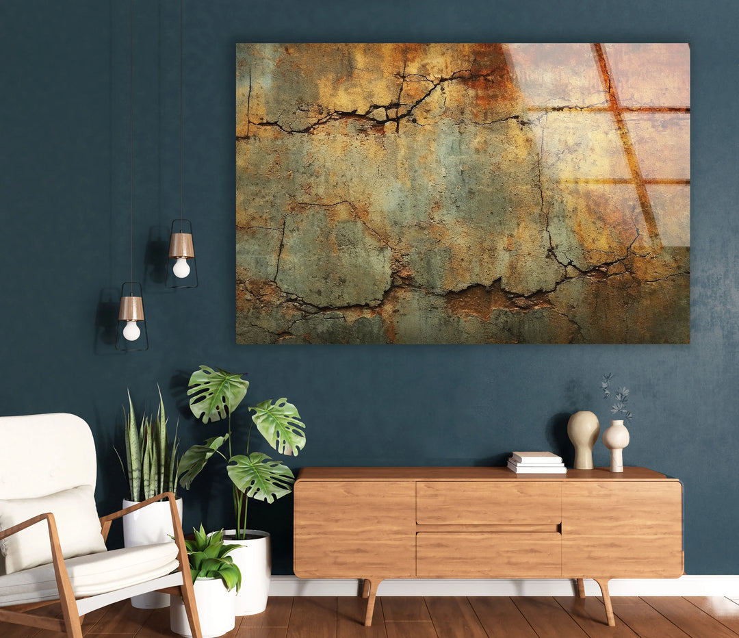 Rustic Cracked Wall Art – Vintage Texture Glass Artwork for Home - MyPhotoStation