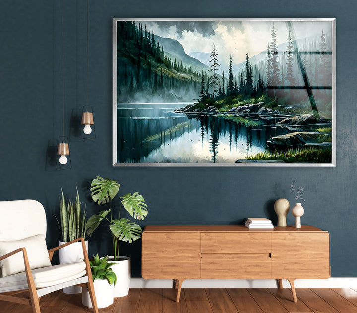 Nature Forest Green Glass Wall Art print on glass, glass printed photos
