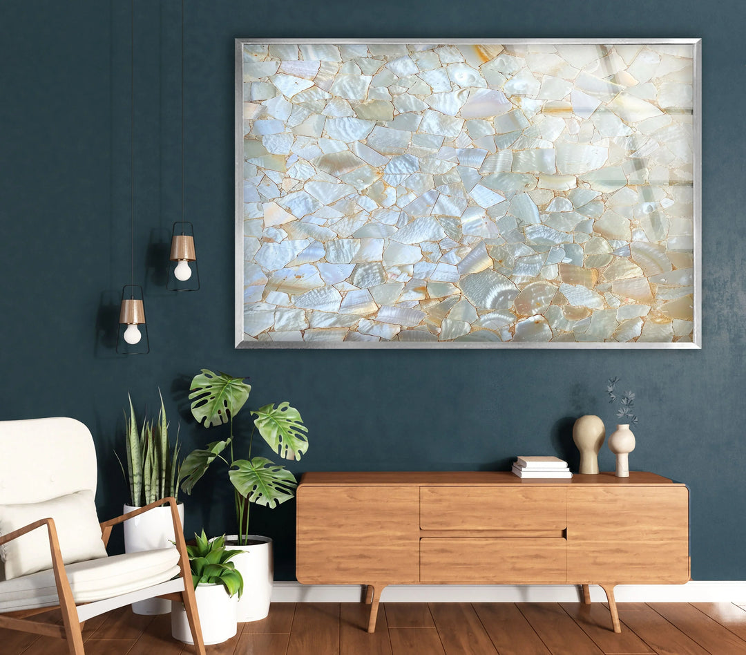 White Cracked Marble Design Glass Wall Art print picture on glass, Tempered Glass Wall Art
