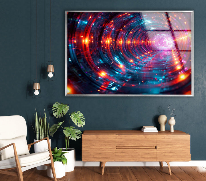 Deep Rabbit Hole of Glowing Alien Glass Wall Art art glass wall art, glass wall art pictures
