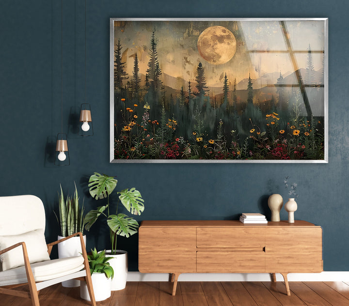 Sunset With Full Moon Glass Wall Art art glass wall art, glass wall art pictures

