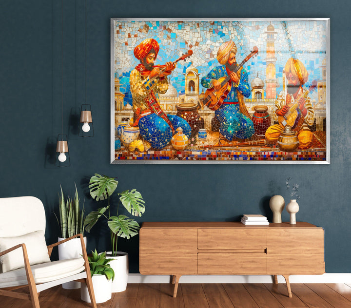 Mosaic Rajasthani City Glass Wall Art large glass photo prints, glass wall photos
