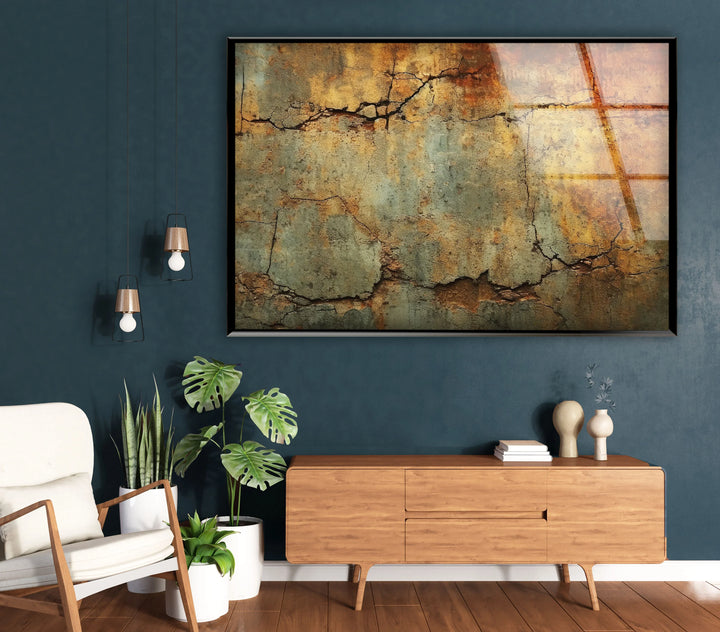 Rustic Cracked Wall Art – Vintage Texture Glass Artwork for Home - MyPhotoStation