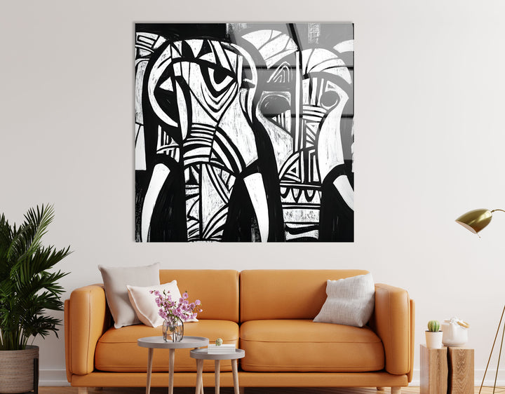 Elephant Black White Art Glass Wall Art art glass wall art, glass wall art pictures

