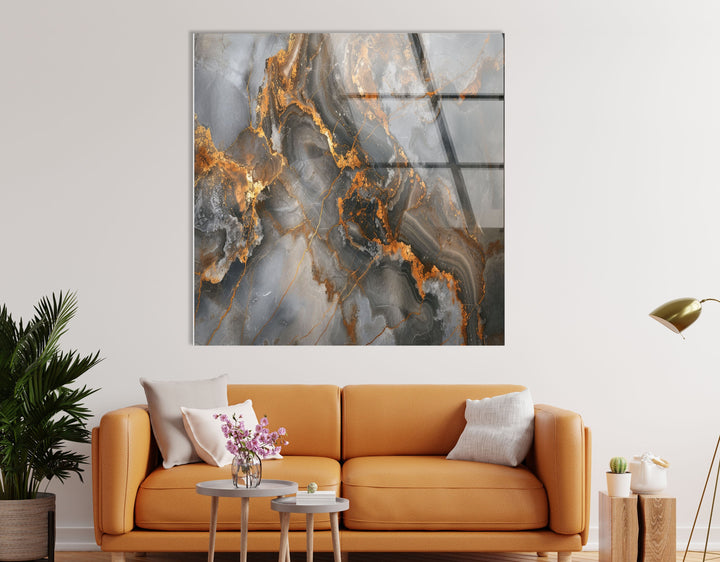 Marble Grey & Wood Glass Wall Art custom glass pictures, glass art prints
