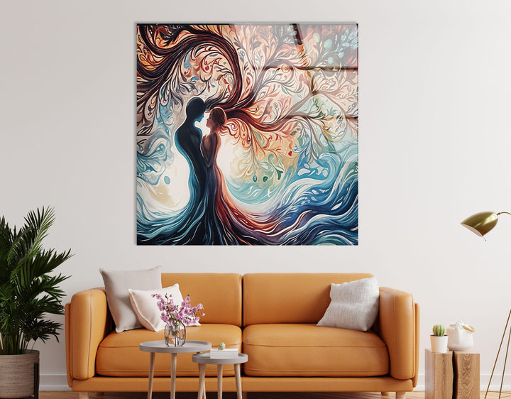 Man & Women Colored Glass Wall Art glass image printing, glass prints from photos
