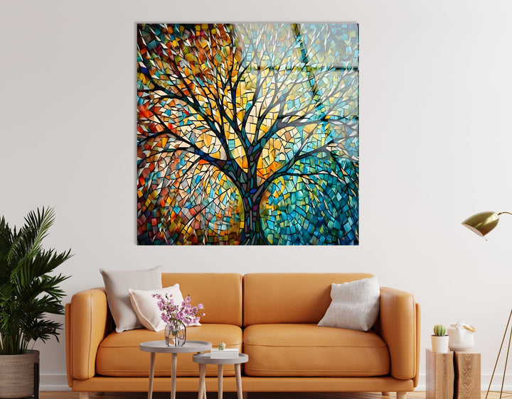 Colored Tree Glass Wall Art cglass pictures for Wall, glass prints wall art
