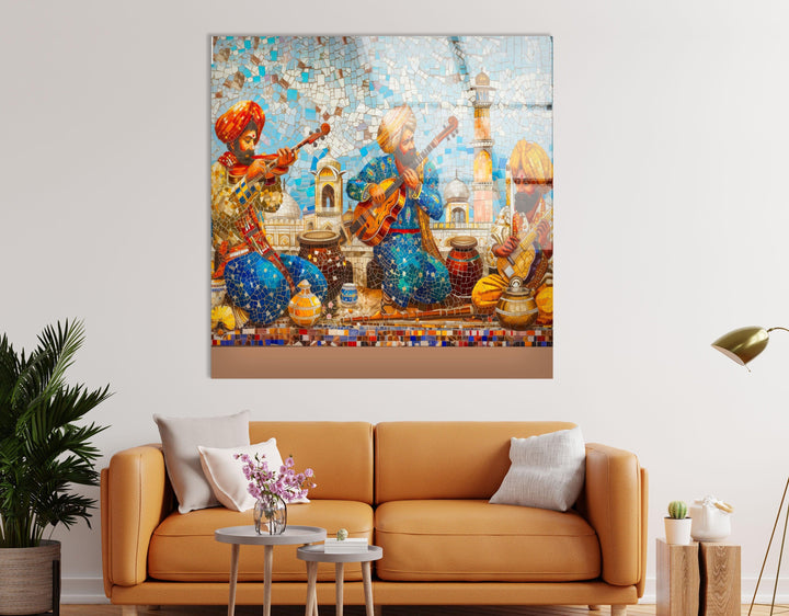 Mosaic Rajasthani City Glass Wall Art glass photo prints, glass picture prints
