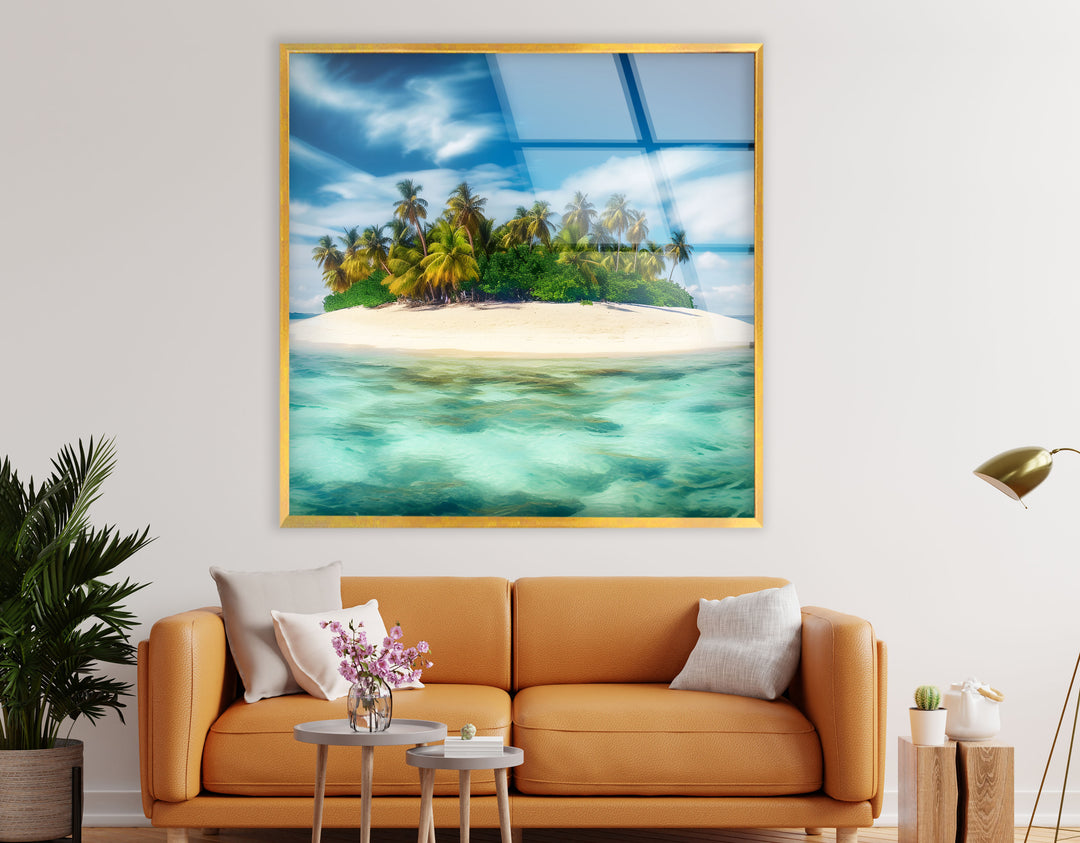 Tropische Insel Wandkunst – Abgeschiedenes Paradies Ozean Glasdruck 