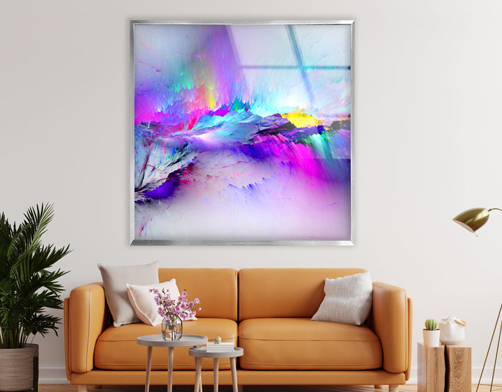 Color Burst Abstract Wall Art – Bright Iridescent Glass Print