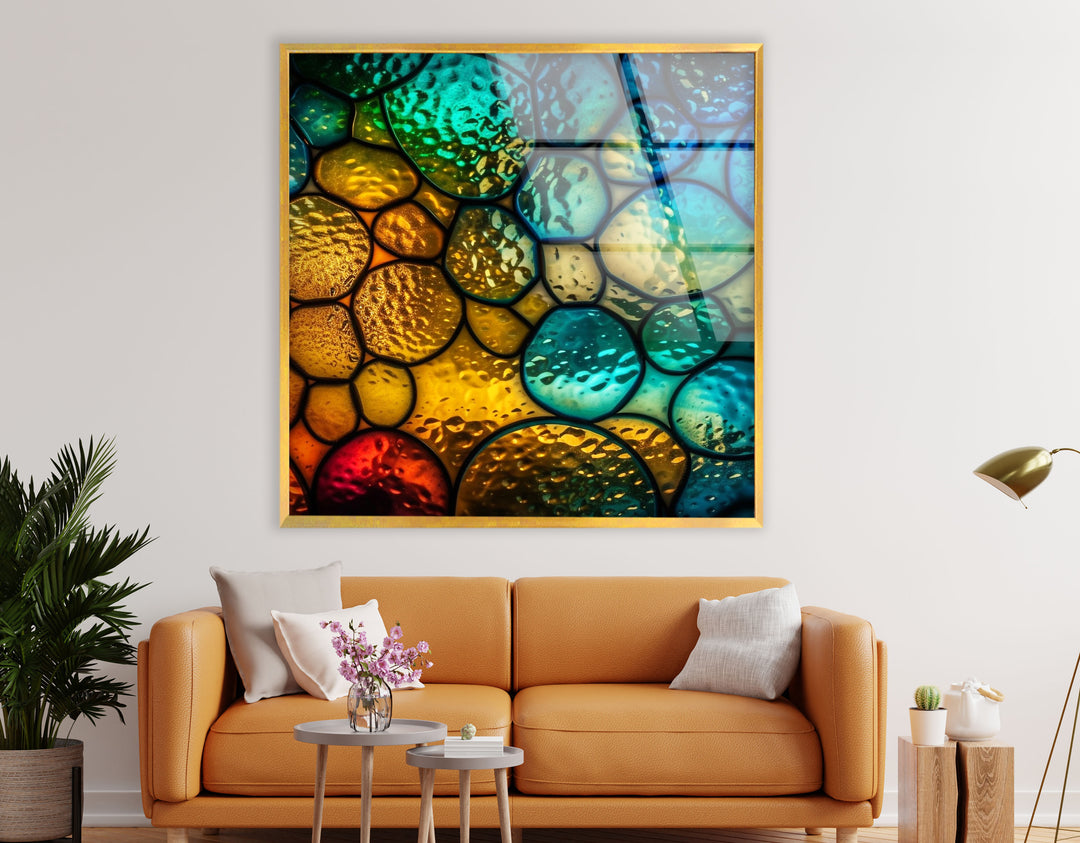 Moderne urbane Skyline-Wandkunst – Lebendiger Stadtbild-Glasdruck 