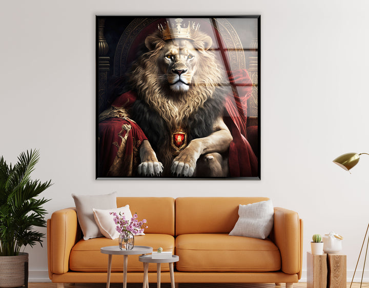 Königliche Wandkunst „König der Löwen“ – Majestätischer Tier-Glasdruck 