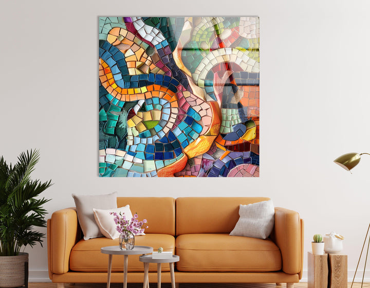 Mosaic Colorful Glass Wall Art photo print on glass, prints on glass wall art