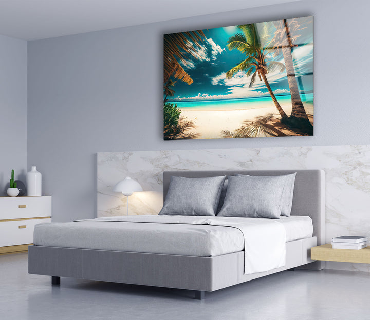 Tropical Beach Wall Art – Island Glass Print Decor